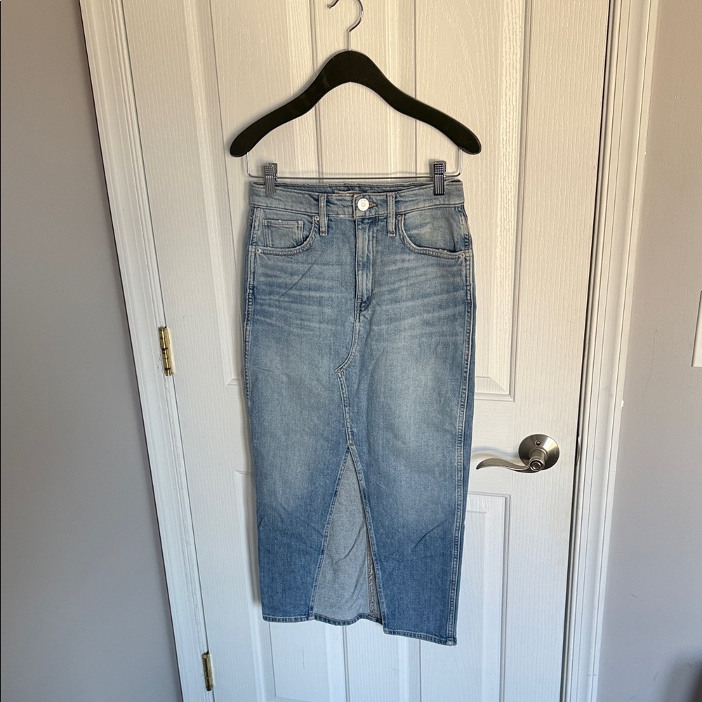 Hudson Jeans Light Blue Denim Midi Skirt